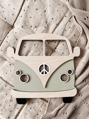 Bus aus Holz - Grün, Birke - BohoWildflowerVibes