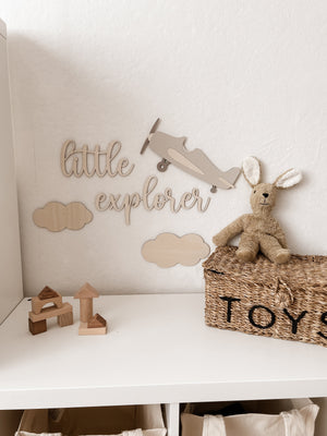 Flugzeug aus Holz - Beige - BohoWildflowerVibes