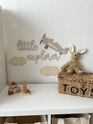 Flugzeug aus Holz - Beige - BohoWildflowerVibes