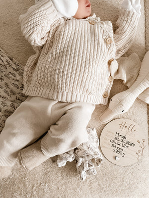 Hallo Welt Meilensteinkarte - mit Geburtsdaten zum eintragen - BohoWildflowerVibes