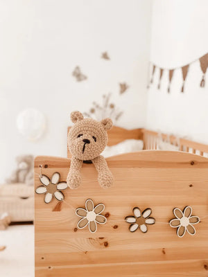 Holzblumen Girlande, Wimpelkette, Dekoration Kinderzimmer und Babyzimmer - BohoWildflowerVibes