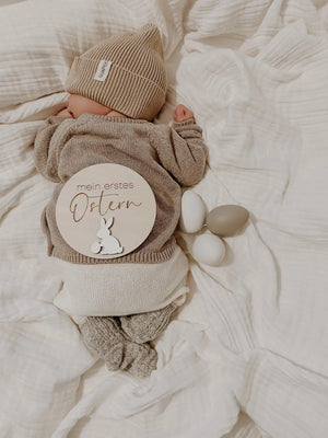 Mein erstes Ostern Meilensteinkarte - Hase weiß, Baby - BohoWildflowerVibes
