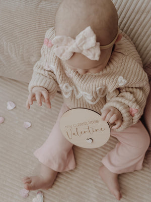 my cutest little Valentine - Tafel aus Holz - weiß, Meilensteinkarte zum Valentinstag - BohoWildflowerVibes