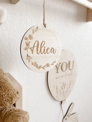 Personalisiertes Holzschild mit Namen - BohoWildflowerVibes