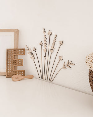 Rattan Buchstabe aus Holz - Nussbraun Wanddekoration Alphabet Kinderzimmer und Babyzimmer