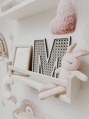 Rattan Buchstabe aus Holz, Wanddekoration, Alphabet, Kinderzimmer und Babyzimmer - BohoWildflowerVibes
