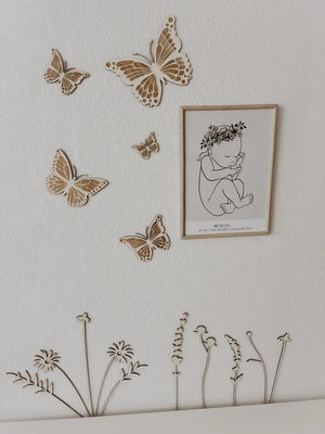 Schmetterlinge aus Holz im Set 3 Stück Wanddekoration - BohoWildflowerVibes