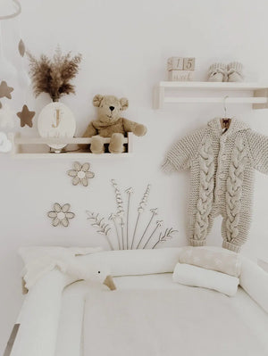 3 Holzblumen mit Rattan Gravur Wanddeko für Kinder- und Babyzimmer - BohoWildflowerVibes