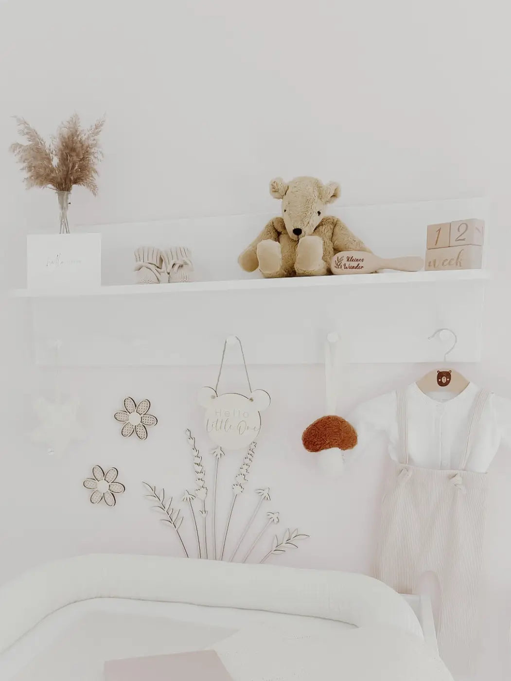 3 Holzblumen mit Rattan Gravur Wanddeko für Kinderzimmer und Babyzimmer - BohoWildflowerVibes