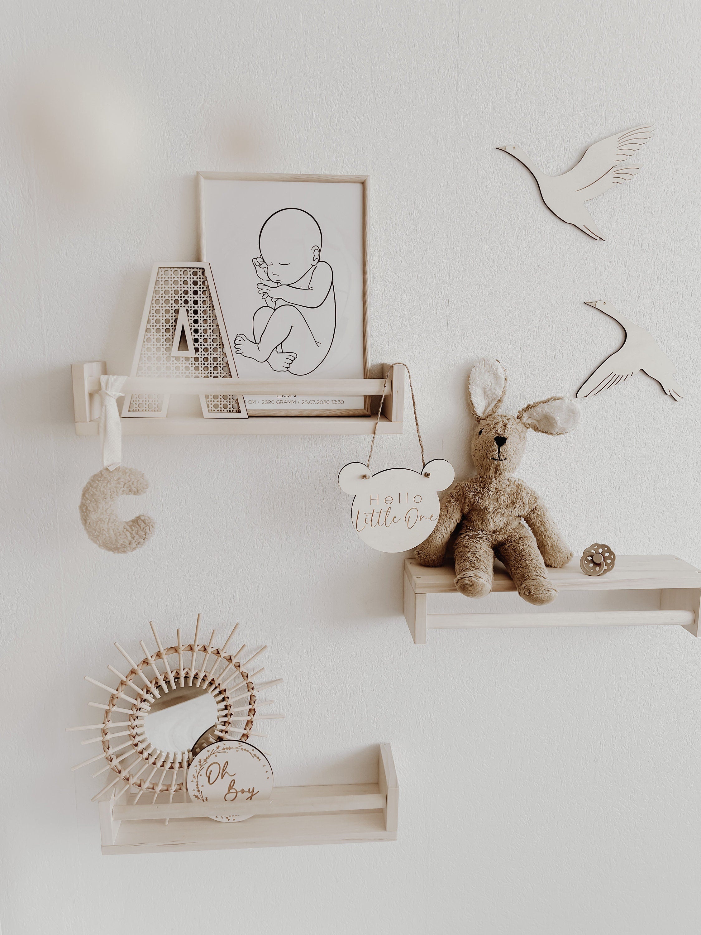 4 Fluggänse aus Holz - graviert - BohoWildflowerVibes