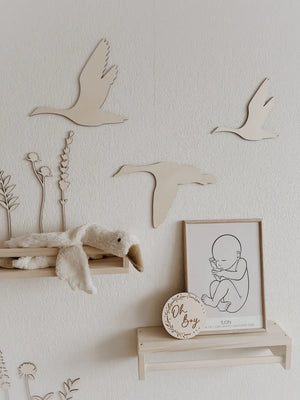 4 Fluggänse aus Holz Wanddeko Kinder- und Babyzimmer minimalistisch - BohoWildflowerVibes