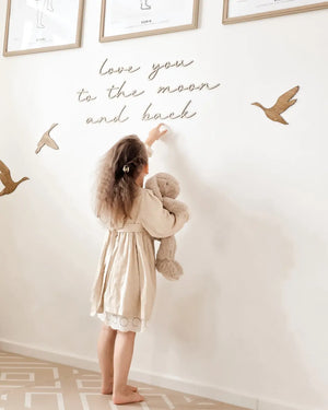 4 Fluggänse aus Holz Wanddeko Kinder- und Babyzimmer - Nussbraun