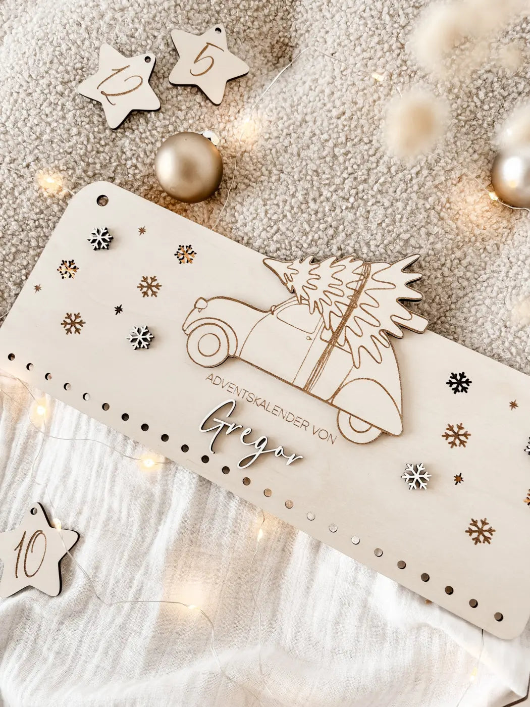 Adventskalender aus Holz personalisiert - Auto