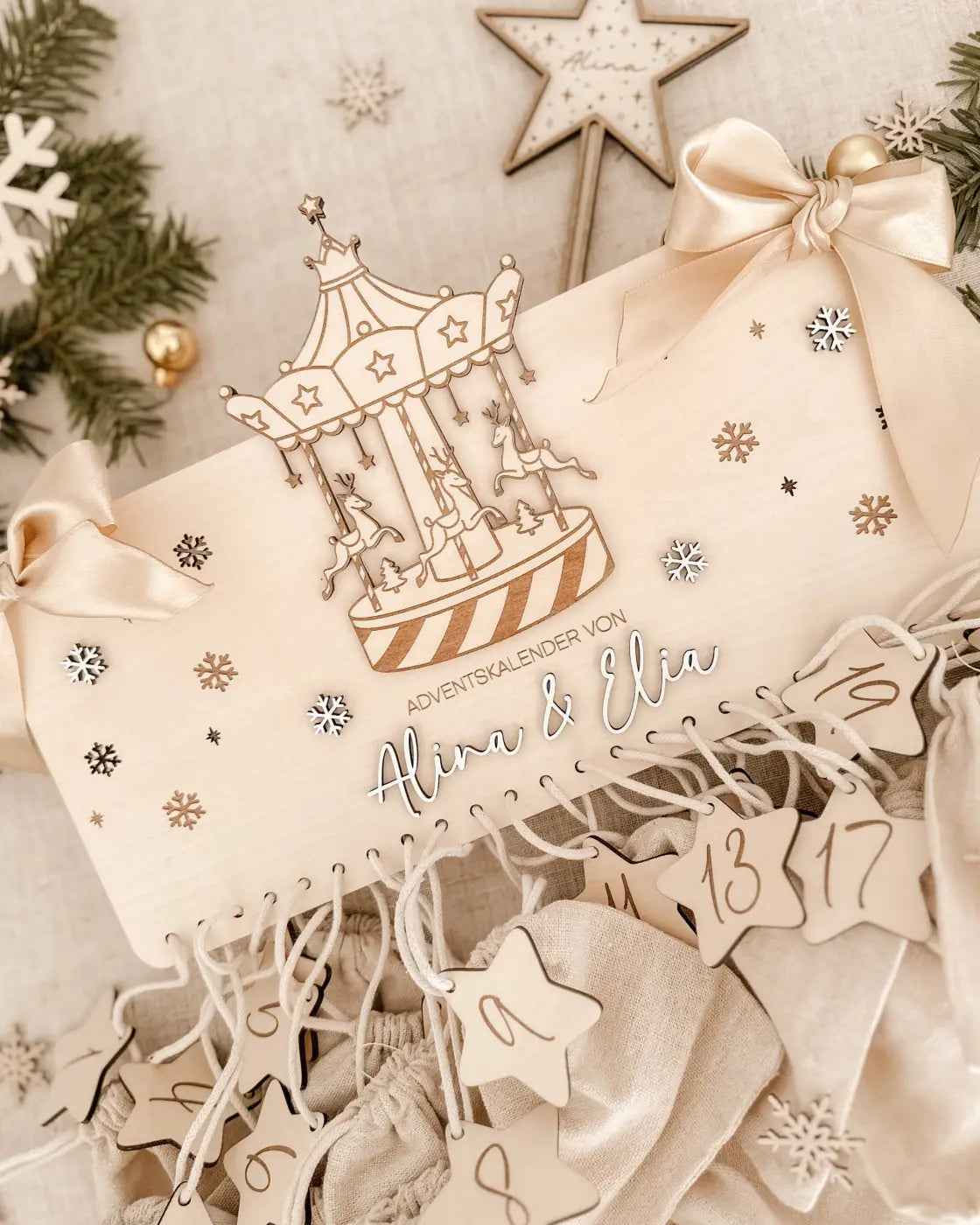 Adventskalender aus Holz personalisiert - Karussell