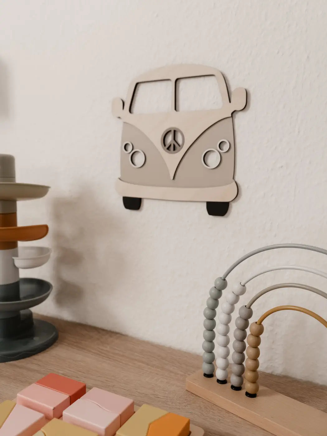 Bus aus Holz - Beige Birke