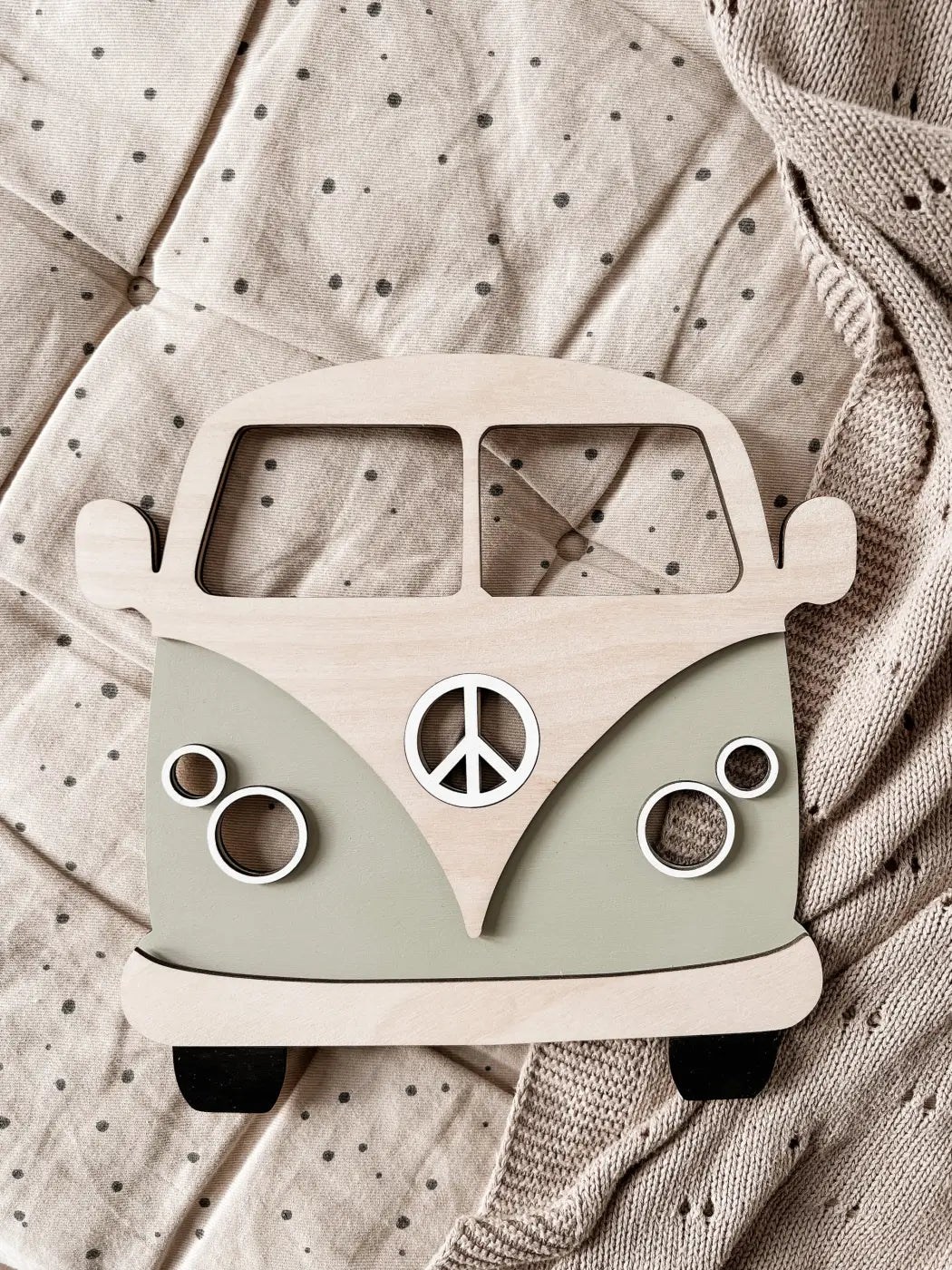 Bus aus Holz - Grün, Birke - BohoWildflowerVibes