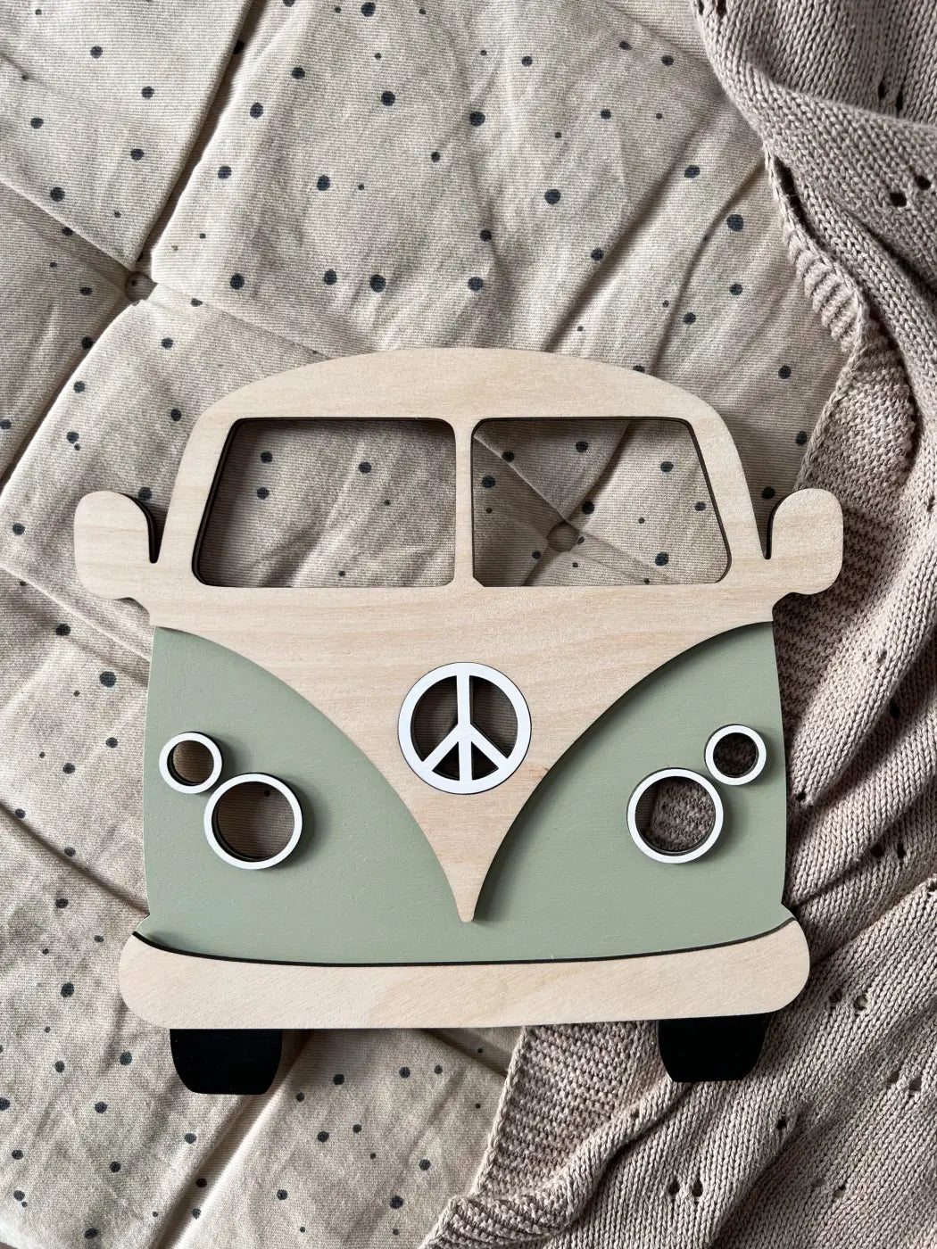 Bus aus Holz - Grün, Birke - BohoWildflowerVibes