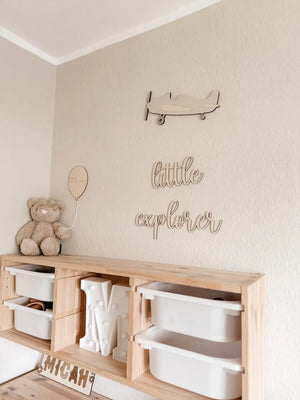 Flugzeug aus Holz - Beige