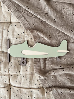 Flugzeug aus Holz - Grün - BohoWildflowerVibes