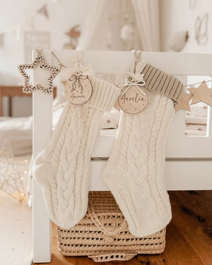 Geschenkanhänger Christbaumschmuck aus Holz – Schleife Persönliche Weihnachtsdeko