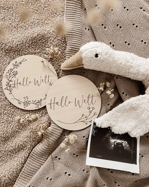Hallo Welt Meilensteinkarte - Holzschilder für unvergessliche Baby-Momente