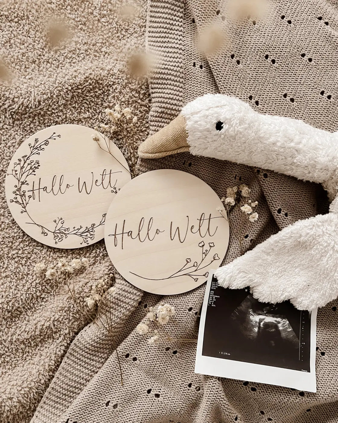 Hallo Welt Meilensteinkarte - Holzschilder für unvergessliche Baby-Momente