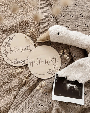 Hallo Welt Meilensteinkarte - Holzschilder für unvergessliche Baby-Momente