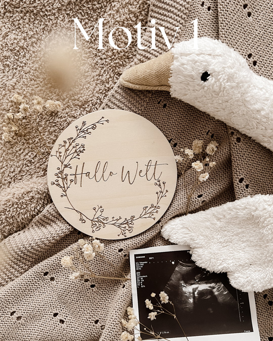 Hallo Welt Meilensteinkarte - Holzschilder für unvergessliche Baby-Momente - Motiv 1