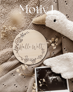 Hallo Welt Meilensteinkarte - Holzschilder für unvergessliche Baby-Momente - Motiv 1