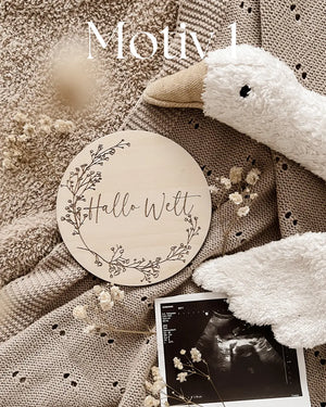 Hallo Welt Meilensteinkarte - Holzschilder für unvergessliche Baby-Momente - Motiv 1