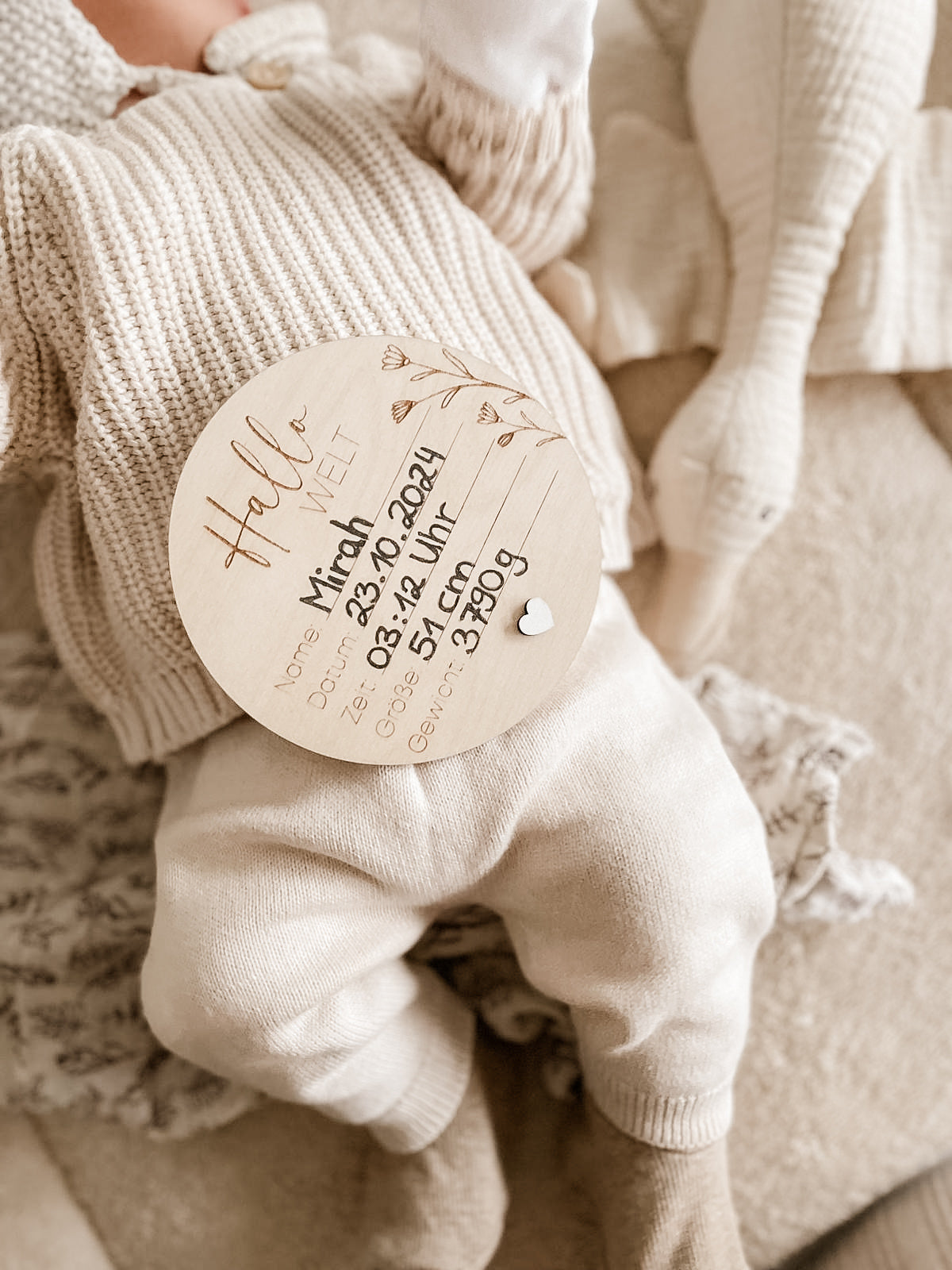 Hallo Welt Meilensteinkarte - mit Geburtsdaten zum eintragen - BohoWildflowerVibes