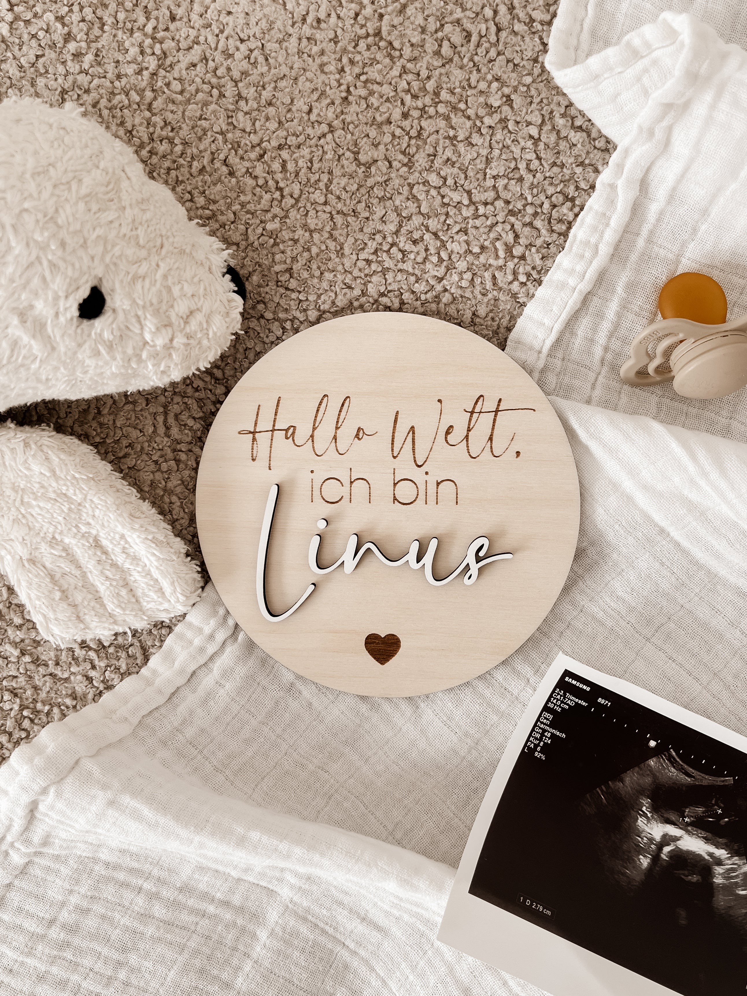 Hallo Welt Meilensteinkarte personalisiert