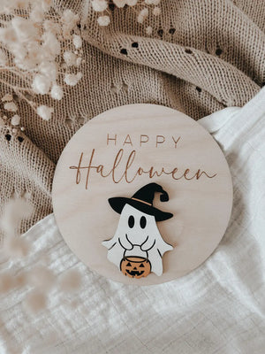 Happy Halloween Tafel aus Holz - BohoWildflowerVibes