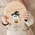 Happy Halloween Tafel aus Holz – Gruselig-Niedliche Wanddeko für Kinder