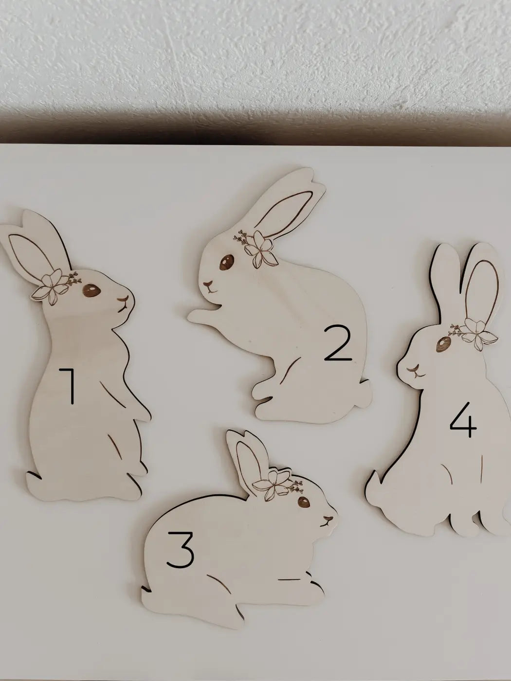 Hase aus Holz Wanddeko für Kinderzimmer, Babyzimmer, 3D Wandtattoo - BohoWildflowerVibes