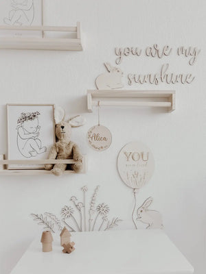 Hase aus Holz Wanddeko für Kinderzimmer, Babyzimmer, 3D Wandtattoo - BohoWildflowerVibes