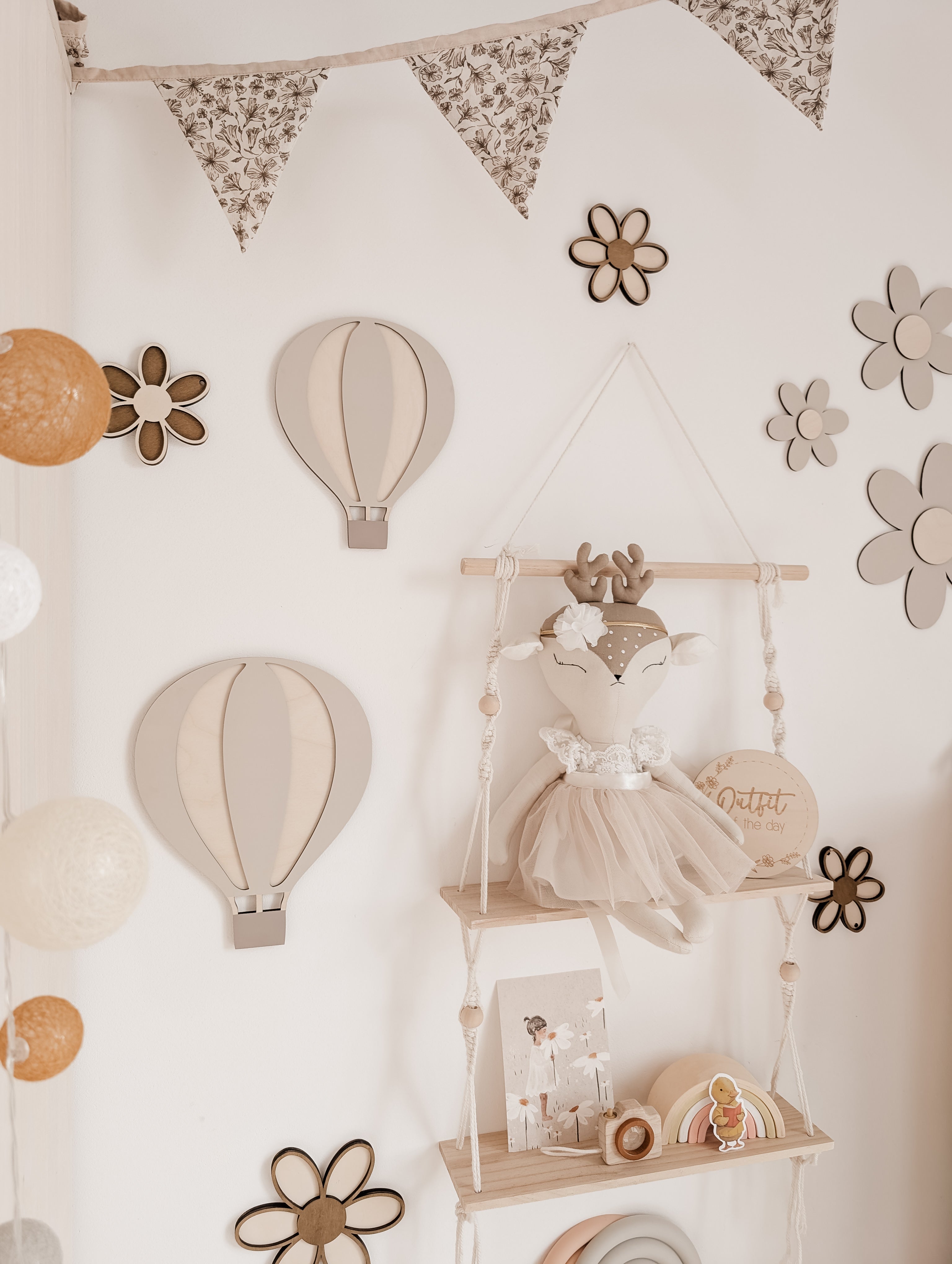 Heißluftballon - Beige, Birke - BohoWildflowerVibes