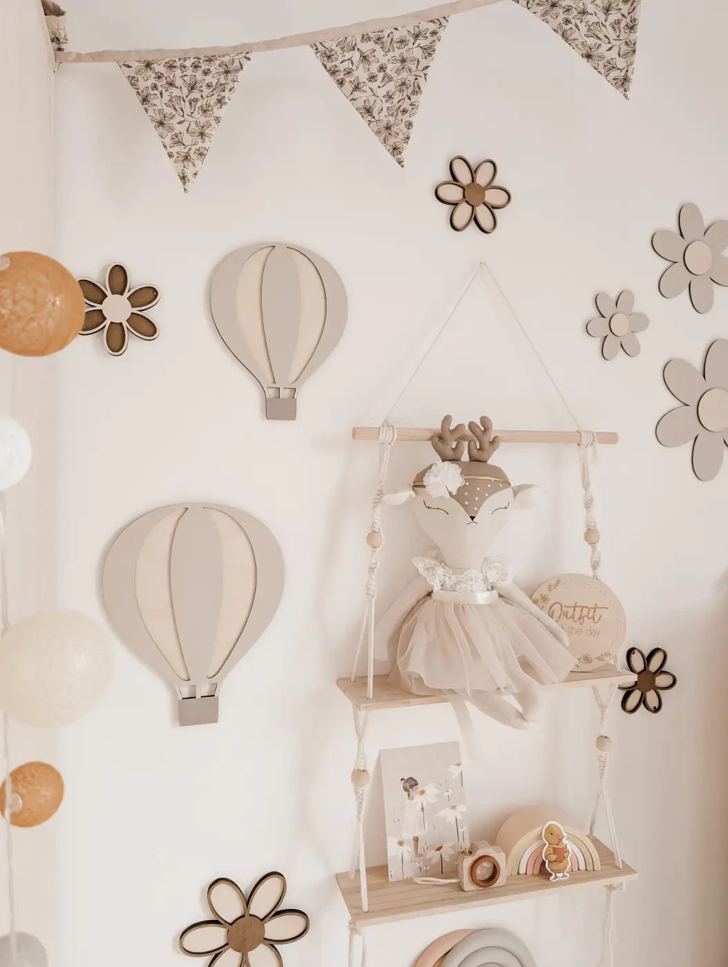 Heißluftballon - Beige, Birke - BohoWildflowerVibes