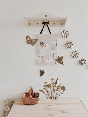 Holzblumen Girlande, Wimpelkette, Dekoration Kinderzimmer und Babyzimmer - BohoWildflowerVibes