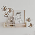 Holzblumen Set - Nussbraun, Wanddeko für Kinderzimmer und Babyzimmer - BohoWildflowerVibes