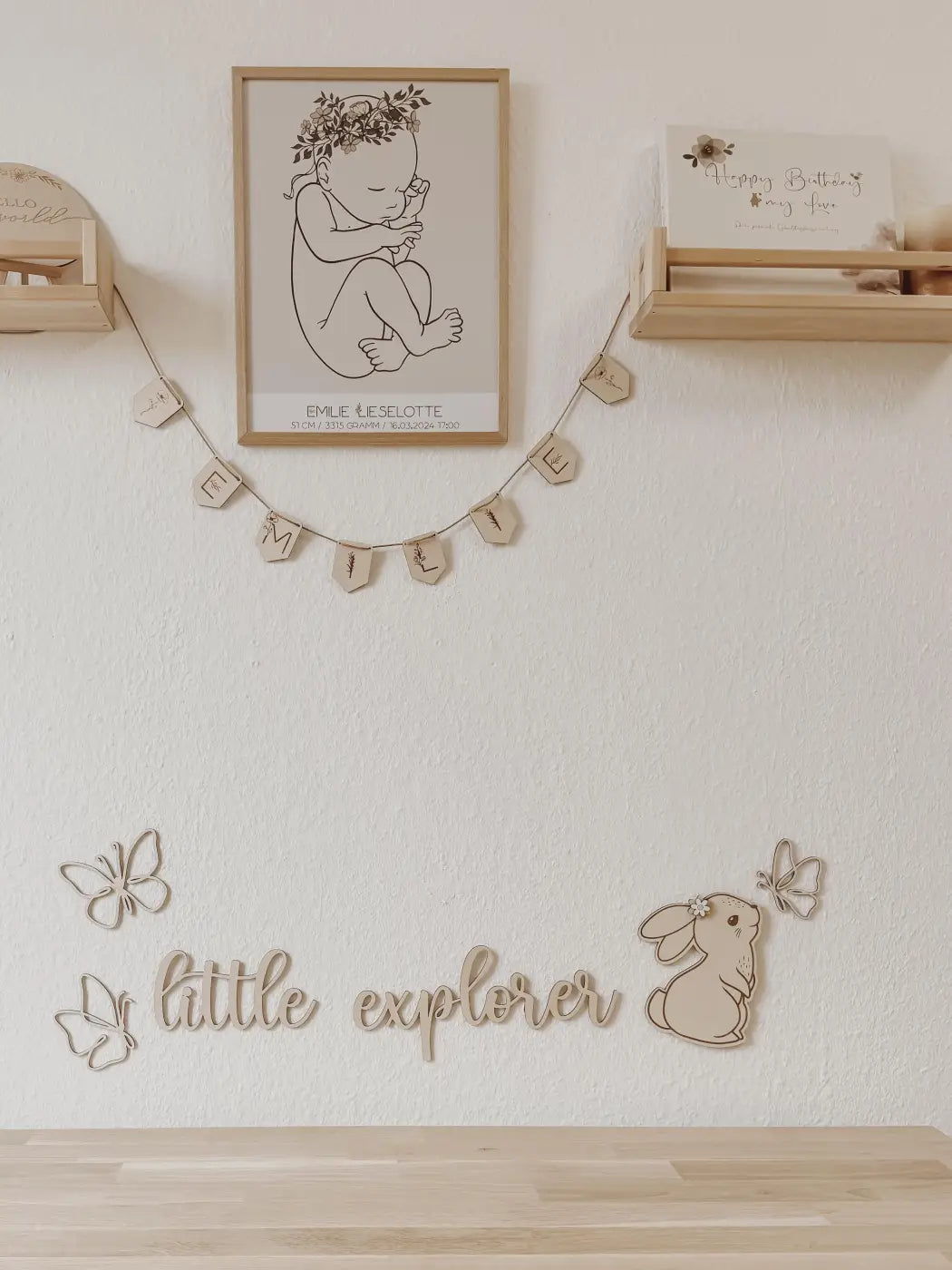Kleine personalisierte Wimpelkette mit Wunschmotiven