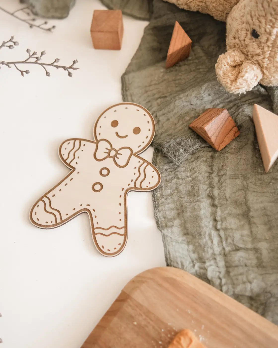 Lebkuchenmann Plätzchen aus Holz - Birke graviert