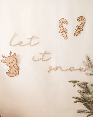 let it snow Holzschriftzug