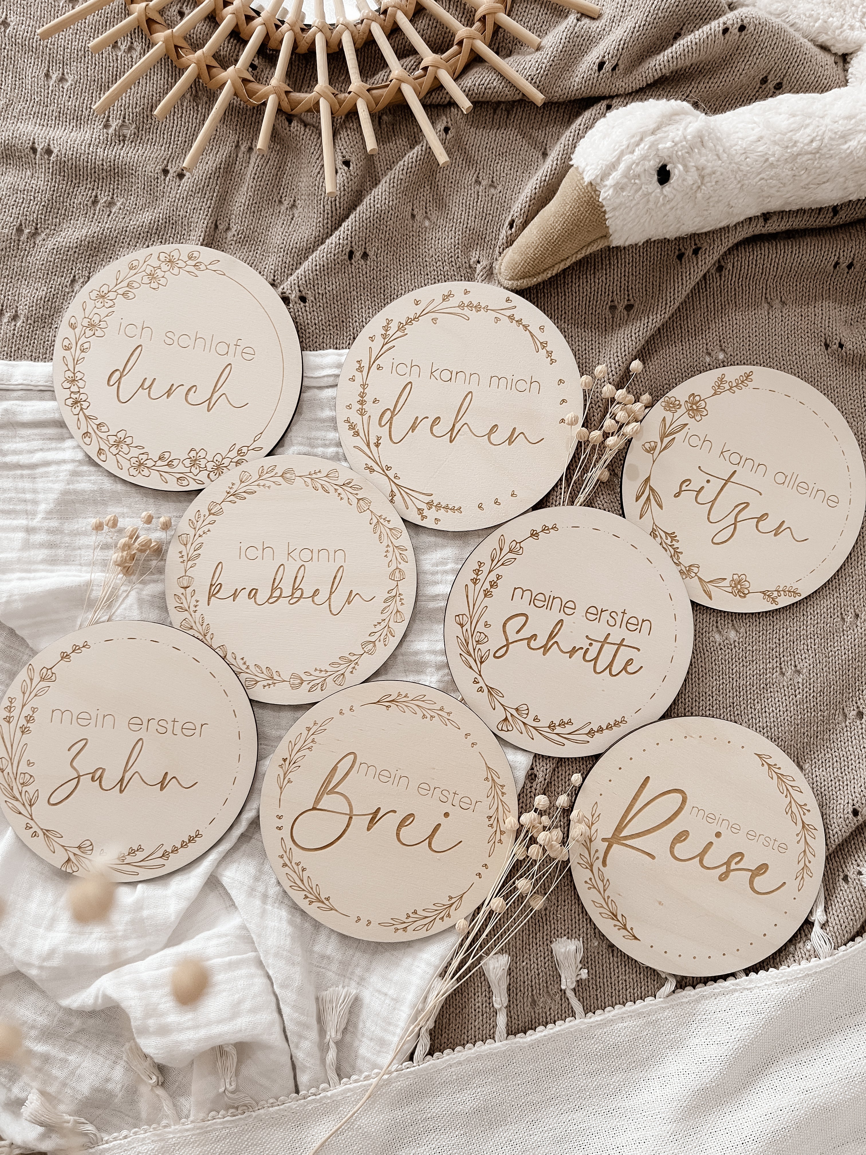 Meilensteinkarten - Babys erstes Jahr 8 Stück - BohoWildflowerVibes