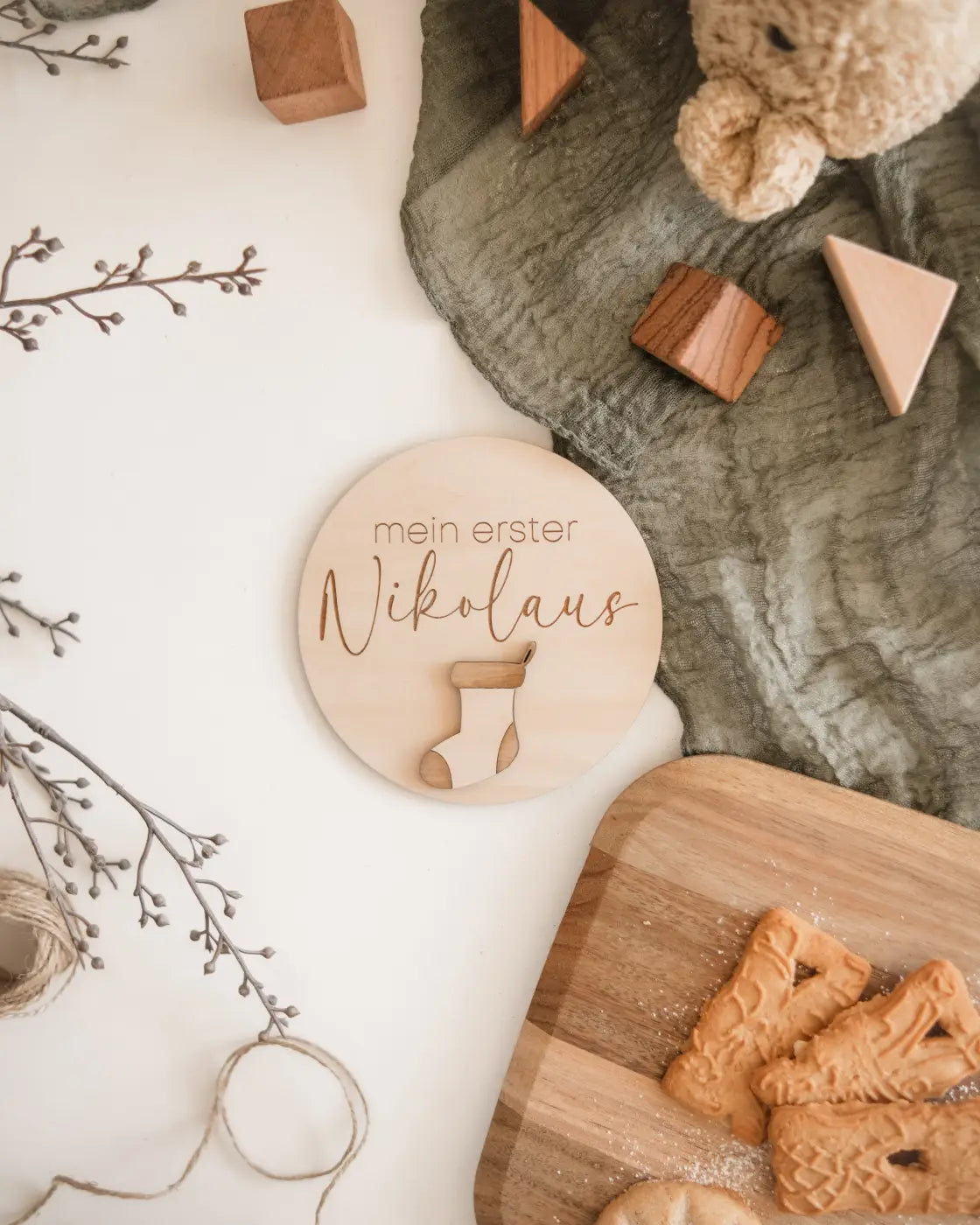 Mein erster Nikolaus - Holztafel Meilensteinkarte aus Holz