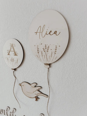 Personalisierter Ballon aus Holz - BohoWildflowerVibes
