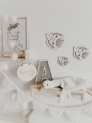 Personalisiertes Holzschild mit Geburtsblume, 12 Motive - BohoWildflowerVibes