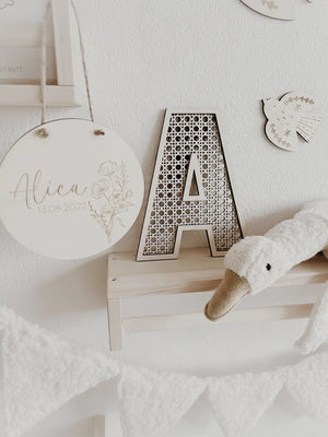 Personalisiertes Holzschild mit Geburtsblume, 12 Motive - BohoWildflowerVibes