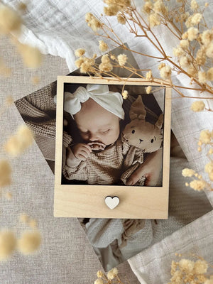 Polaroid Rahmen, Fotorahmen aus Holz - Herz weiß - BohoWildflowerVibes