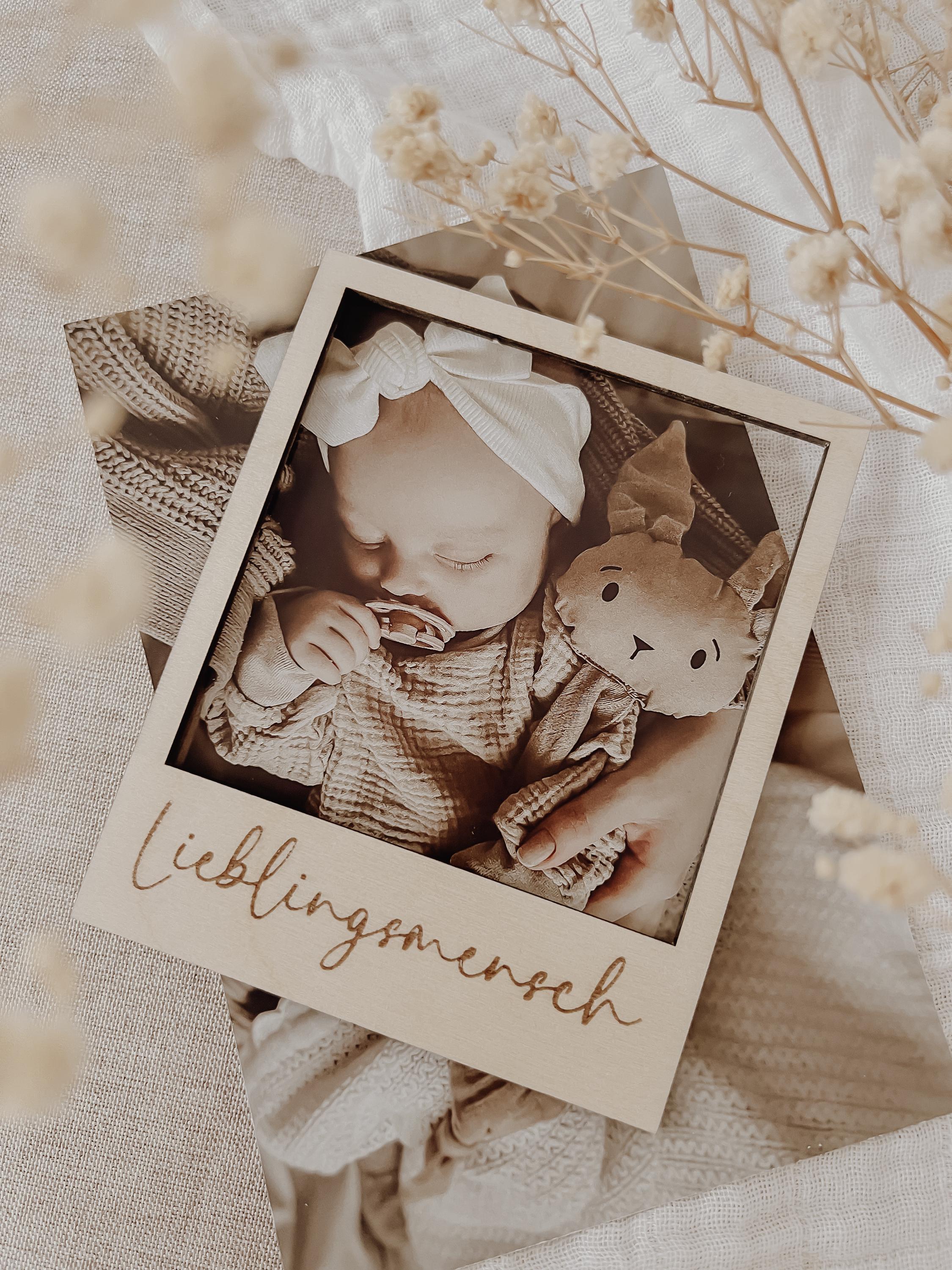 Polaroid Rahmen, Fotorahmen aus Holz - Lieblingsmensch - BohoWildflowerVibes